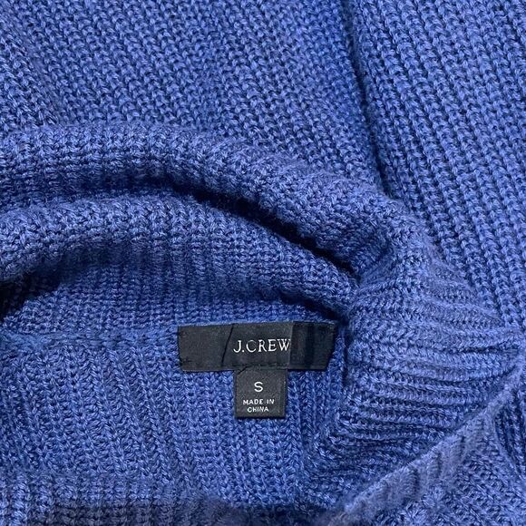 J Crew Ribbed Cotton Cashmere Blend Turtleneck Relaxed Sweater Sz S Blue - Picture 13 of 14